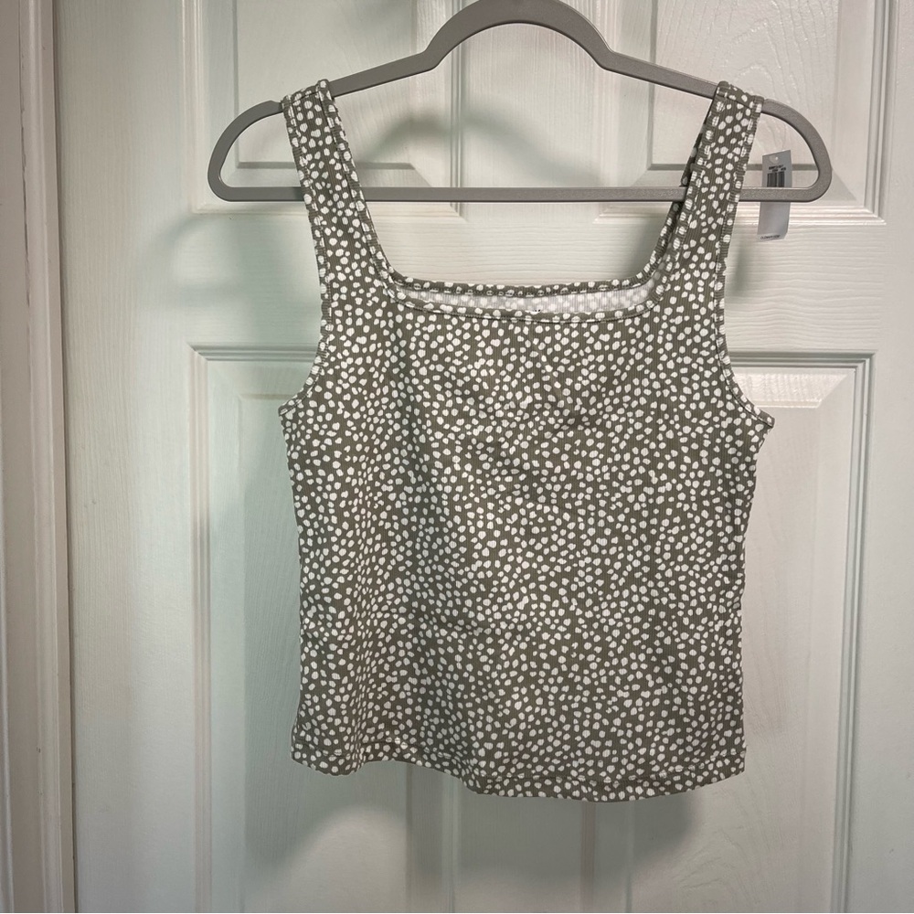 Polka Dot Sleeveless Top - Green and White